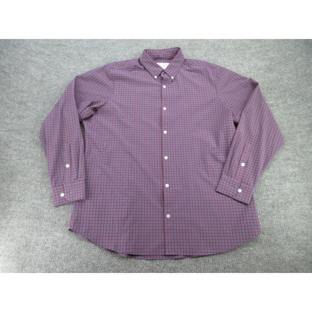 Mizzen + Main Mens Button Down Standard Fit Red Blue Check Leeward XL